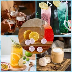 100 Pack Reusable Ice Cube for Drinks, Clear Round Shape Plastic ic… Fast Ship