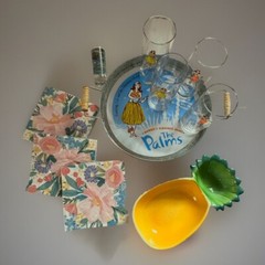 Hawaiian Hula Dancer Glasses Bar/Serving Set Hallmark Luau Ready MCM Style Party