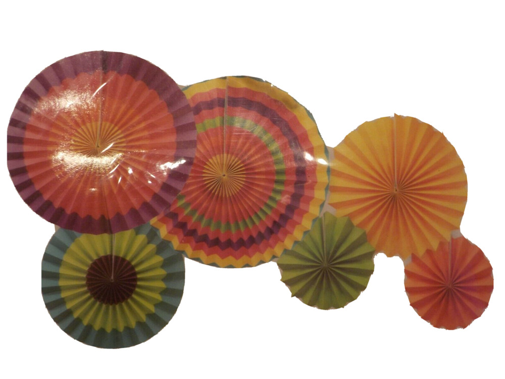 6-Pack Spiral Hanging Paper Fans Party Event Decorations