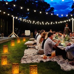 White Luminary Candle Bags Stars Moon Design Fire Retardant Lantern 50 PCS