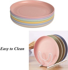 Wheat Straw Plates Lightweight Unbreakable Dinner Small, Small Multicolour