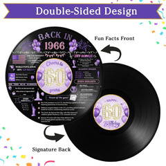 60Th Birthday Decorations, Purple Gold Back in 1966 Alternative Guest Book