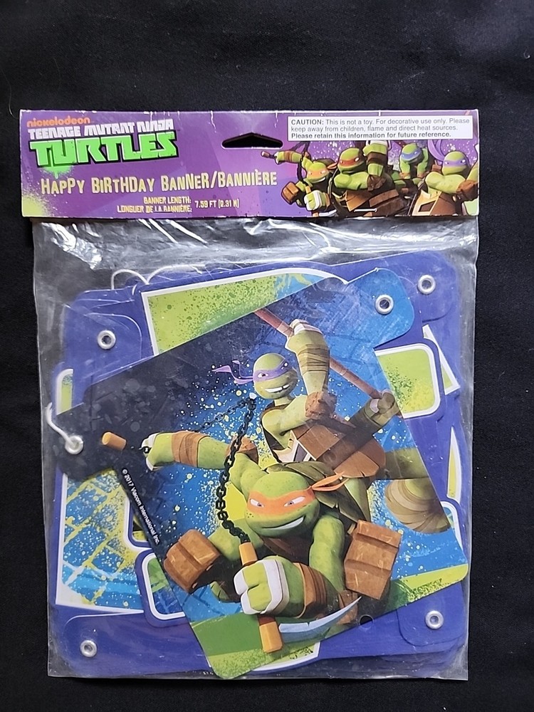 TMNT Teenage Mutant Ninja Turtles Happy Birthday Banner 7.59 ft NOS 2012 Party