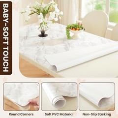 OstepDecor Marble-Look Table Protector 24 x 72 Inch, 1.5mm Thick Plastic Table C
