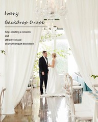 10ft×15ft Ivory Backdrop Curtain for Wedding Parties, 2 Panels Wrinkle 15 FT