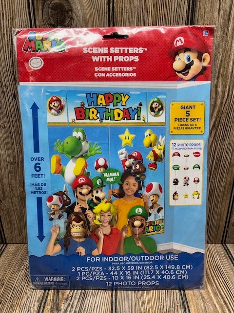Super Mario Brothers™ Scene Setter Kit w/Props Happy Birthday Party