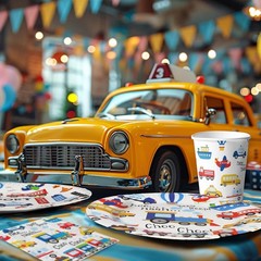 Complete 80-Piece Transportation Birthday Tableware – Plates, Napkins & Forks