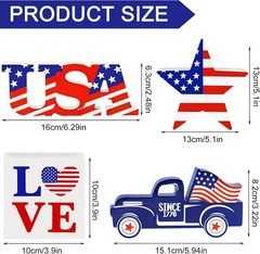 Charming Patriotic Table Decor: 4 Wooden Decorations for Independence Day