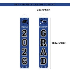 2026 Graduation Decorations Blue, Congrats Grad Porch Banner for Any School