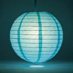10″ Water Blue Round Paper Lantern, Even Ribbing, Chinese Hanging Wedding & Part