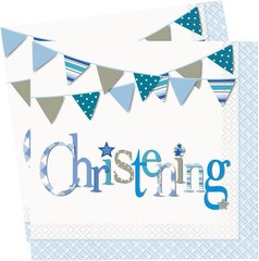 Boys Blue Christening Party Decorations Balloon Banners Napkins Tableware Plate