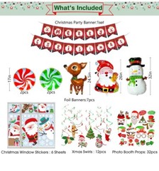 Christmas Party Supplies Decorations kit – 149 Pcs foil ballons banner Confetti