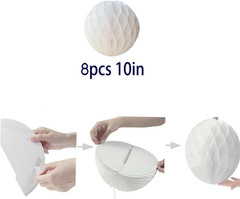 8Pcs 10 Inch Paper Honeycomb Balls Decorative Tissue Pom Poms Flower Art Hanging