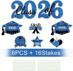 Congrats Grad 2026 Yard Signs – 8-Piece Outdoor Decoration Set for Parties