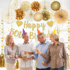 50Th Birthday Party Decorations, Gold Glitter Happy 50Th Birthdaybanner Photo Ba