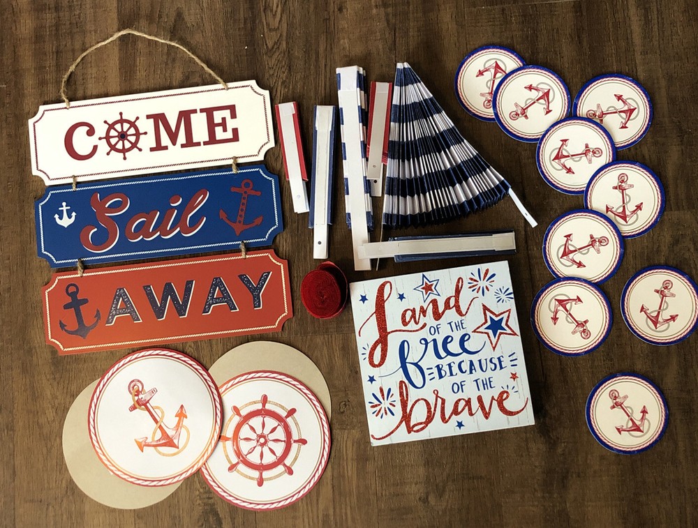 MILITARY Navy Nautical Patriotic PARTY DECORATIONS SUPPLIES LOT Coasters Sign