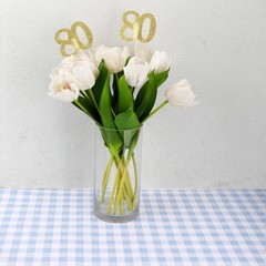 20 PCS 80th Birthday Decorations, Double Sided Glitter 80th Birthday Centerpi…