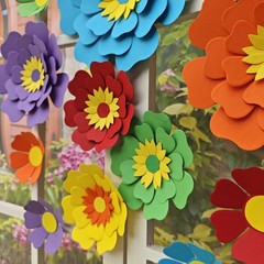 Rainbow Fiesta Decorations Multi-Color Paper Flower for Birthday Wedding Rain…