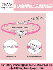 24Pcs Ice Skating Bracelets Party Favors Skater Birthday Gifts Bulk For Fans Set