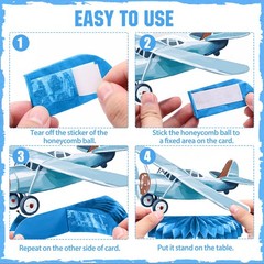 10Pcs Airplane Party Decorations Airplane Honeycomb Centerpieces Table Decora…