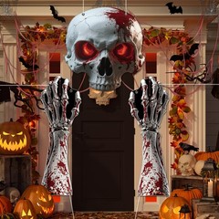 3Pcs Halloween Skull Archway Door Banner 10.24 inches x 10.63 inches, Dark