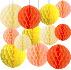 12Pcs Pastel Hanging Honeycomb Balls Decorations Party Decoration Rainbow Birthd