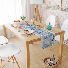 Beach Table Runner Seashell Starfish Coastal Dining Party Decor Polyester Summer