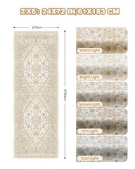 Restydon Runner Rug 2×6, Ultra-Thin Entryway 2′ x 6′ (Runner), Cream/Beige