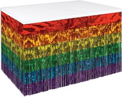 Metallic Plastic 1 Ply Rainbow Table Skirt Pride Decorations LGBQT Tableware 30″