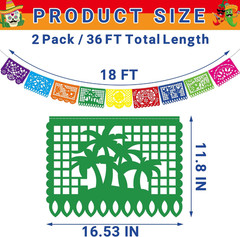 36 FT Cinco De Mayo Decorations, 2 Pack Mexican Party Banner, Plastic Fiesta Ban