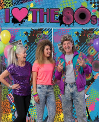 I love 80s Party 3pc Backdrop retro theme photo booth fun accessory decor banner