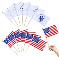 12Pack USA Coast Guard Flags Mini HandHeld Flag Small Military Flags on Wooden