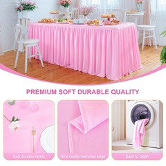 Party Talk 2-Packs Pink Polyester Fitted Tablecloths for 6ft Rectangle Tables