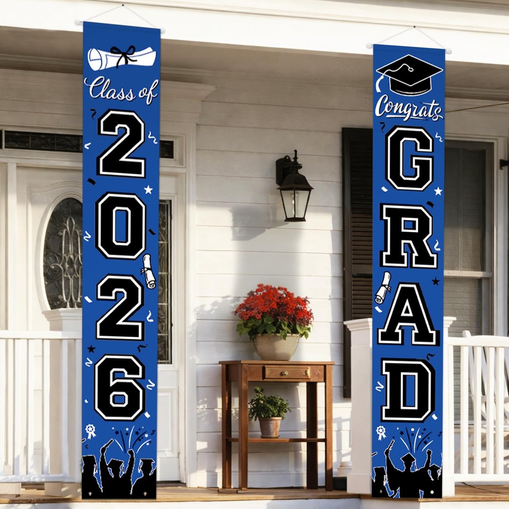 Graduation Decorations 2026 Porch Banner, Graduation Banner Class of 2026, Bl…