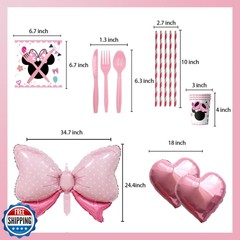 288 PCS Pink Mouse Birthday Decorations Serves 20 Guests Mouse Theme Party De