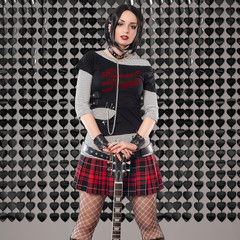 2 Pack Gothic Black Heart Curtains Black Valentines Decor 3.3×6.6ft, Goth Birthd