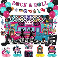1950’s Rock and Roll Party Decorations – 50’s Photo Diner Backdrop, Rock and …