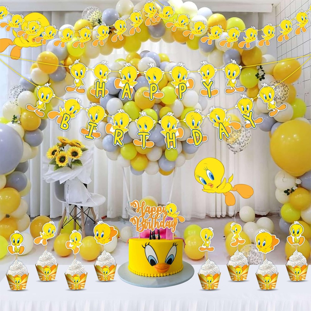 Twety Theme Party Supplies – Complete Cartoon-Inspired Decoration Set with Ga…