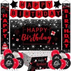 Red Black Birthday Decorations for Men Women, Red and Black Party Decorations…