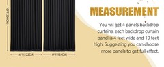 16x10FT Black Backdrop Curtains for Wedding Parties, Wrinkle Polyester