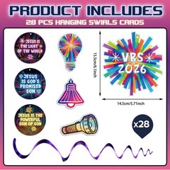 28 Pcs Vbs 2026 Hanging Decorations Illumination Themed Hanging Swirl Jesus I…
