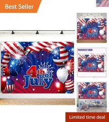 Large Red, White & Blue 4th of July Banner – Stunning Party Backdrop 71x45in