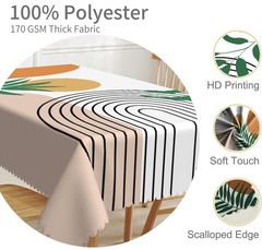 TTQYFNM 60×108″ Mid Century Modern Abstract Geometric Boho Tablecloth