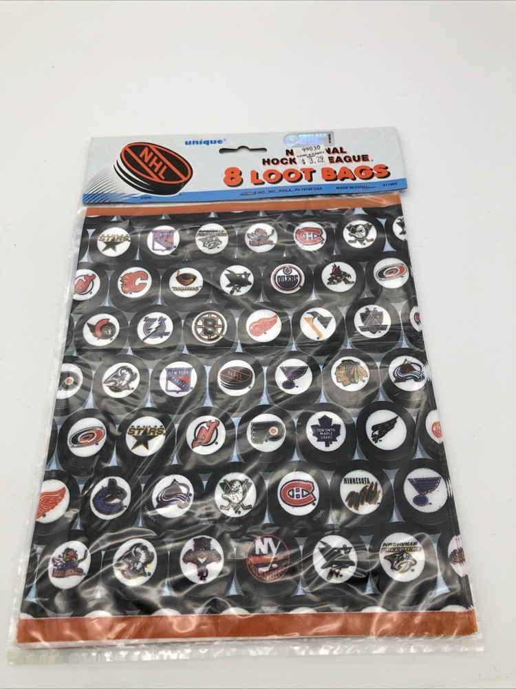 Early 2000’s NHL Team Logo Party Loot Bag 8 Ct 9”x6” New Sealed