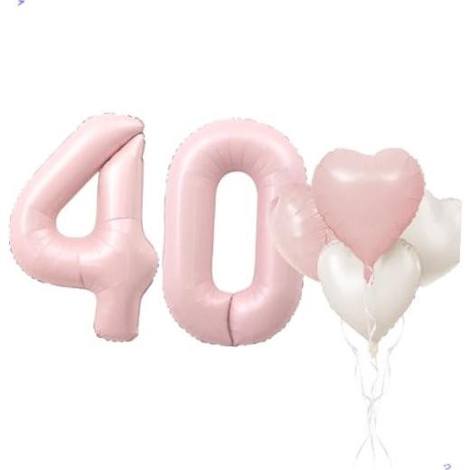 Pink 40 Balloon Number Pastel Pink 40th Birthday Party Decorations Number 40