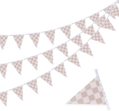 16Ft Boho Fabric Triangle Flags Banner 3 Pcs – Cloth Bunting Garland Streamer fo