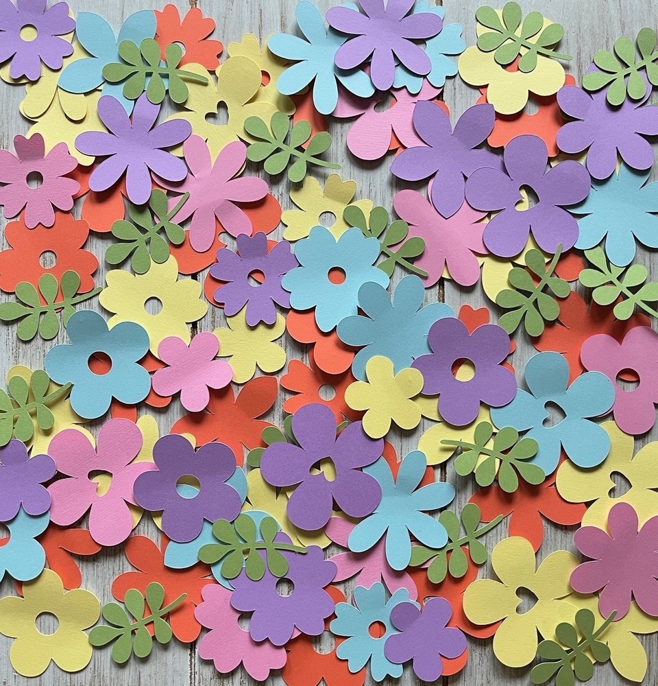 Paper Flower Confetti table decorations Wildflowers Birthday Baby Girl Party