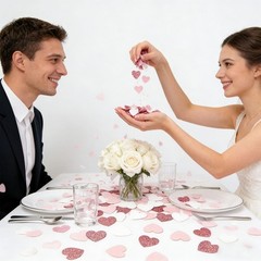 200 PCS Rose Gold Pink White Heart Confetti Paper Valentine’s Day Engagement
