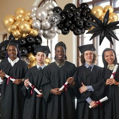 Black and Gold Balloons Arch Kit for Graduation Party Decorations, 145Pcs Bla…