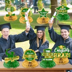 Green and Gold Graduation Decorations 2026,12pcs Green Graduation Table Decorati